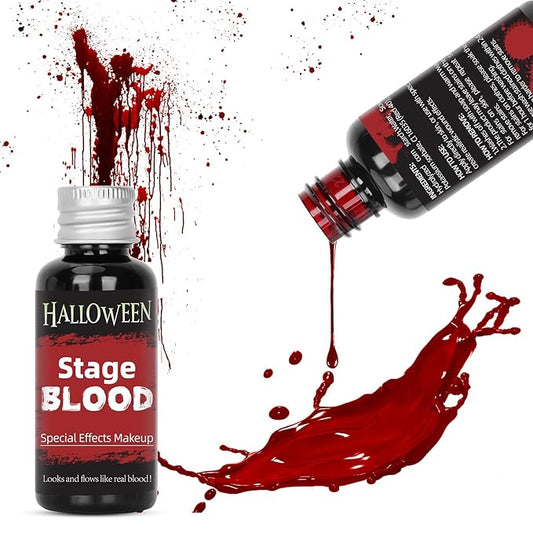 Halloween Stage Fake Blood, Edible Fake Blood Realistic Effect Sticky Blood Makeup for Eyes Drips Teeth Mouth Nose Bleeds for Performance, Halloween, Face Paint, Costumes, & Zombie Sfx Makeup