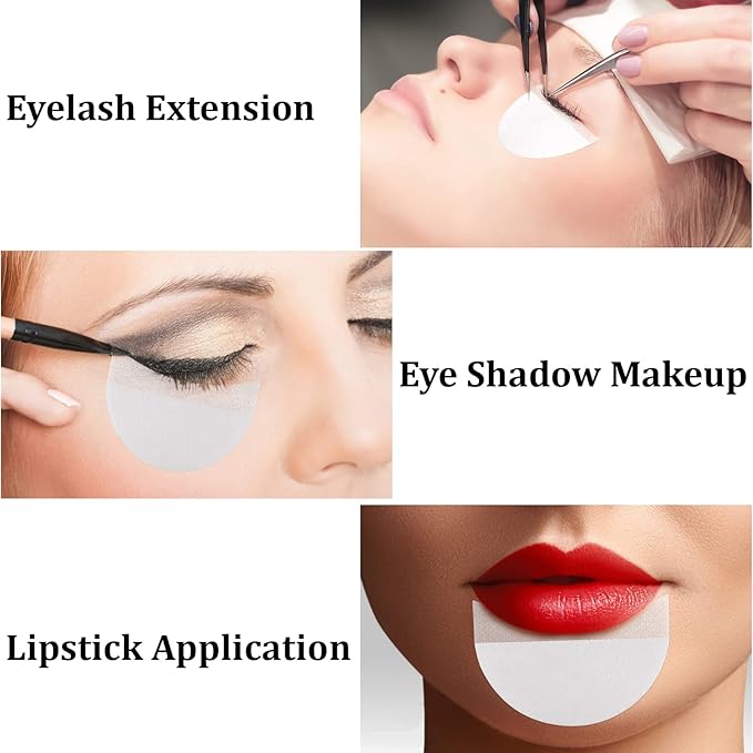 Sliverdew 100 Pcs Eyeshadow Shields Eyeshadow Stencils Lint Free Under Eye Pads Prevent Makeup Residue, Eye Shadow Makeup Patches for Eyeliner, Eyelash Extensions and Lip Makeup