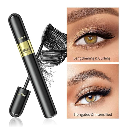 2PCS Essence Mascara Volume And Length- Amazing Lashes Mascara, Long-Lasting 2 In 1 Mascara Waterproof Mascara Voluminous Mascara,Lengthening And Volumizing Tubing Mascara Black