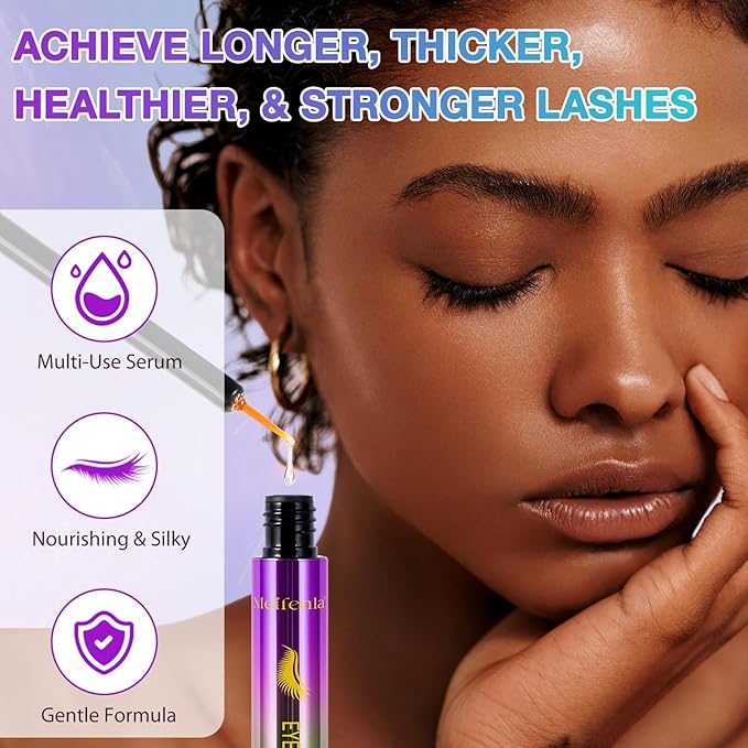 Eyelash Growth Serum, 5ml Lash Growth Serum, Lash Serum for Eyelash Growth Longer & Thicker Lash Enhancing Serum with Natural Formula Vegan & Cruelty-Free