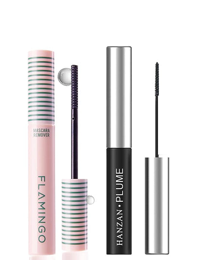 Lash Extension Set: Gentle Mascara Remover + Extreme Lengthening Waterproof Mascara | Sensitive Eyes Safe, Fiber-Free Long Lashes, Effortless Removal