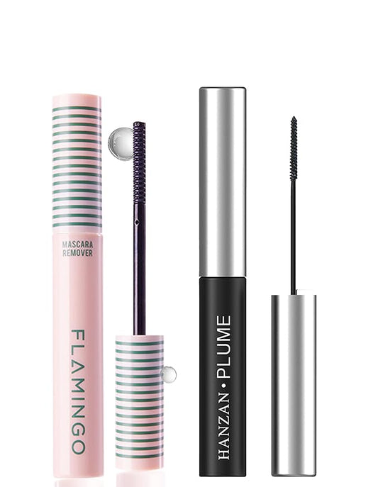 Lash Extension Set: Gentle Mascara Remover + Extreme Lengthening Waterproof Mascara | Sensitive Eyes Safe, Fiber-Free Long Lashes, Effortless Removal