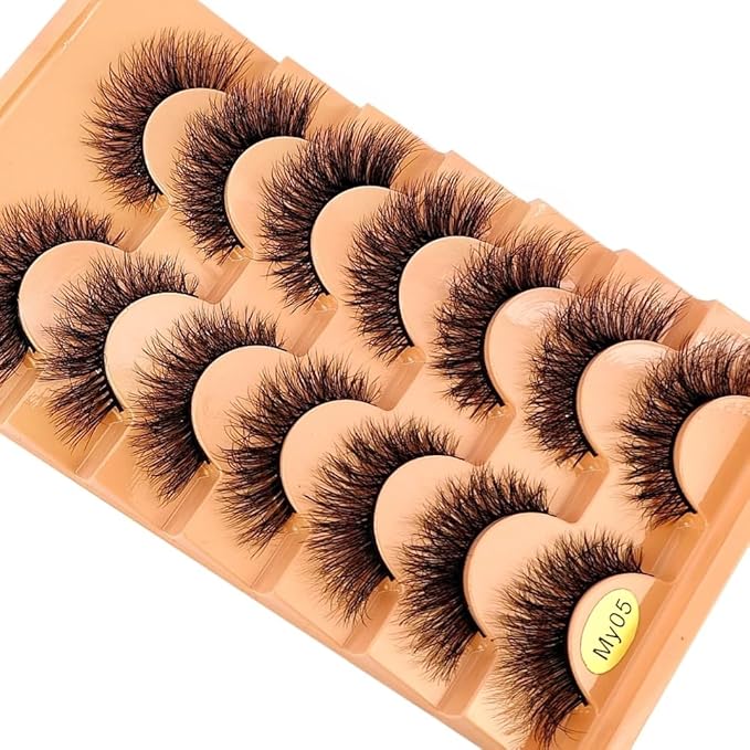 HBZGTLAD NEW 7pairs Cat eye Eyelashes 3D Natural False Lashes 5d Fluffy Soft Cross Manga Lashes Wispy Natural Eyelash Extension Makeup (MY-05)
