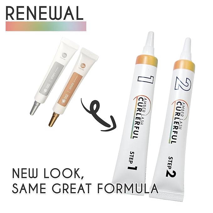 Amber Lash Curlerful, Eyelash Lift and Brow Lamination Tube Set, For Professional Lash Perm and Brow Perm, Step 1 & Step 2, 20 ml / 0.67 floz each