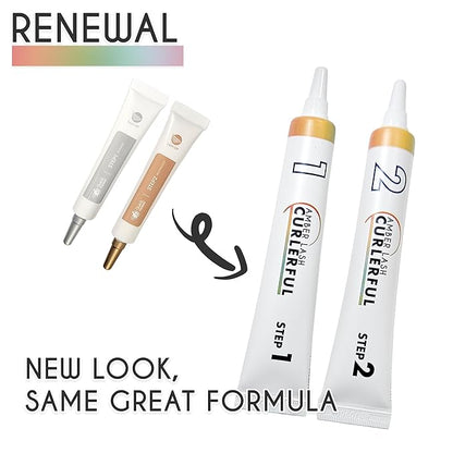 Amber Lash Curlerful, Eyelash Lift and Brow Lamination Tube Set, For Professional Lash Perm and Brow Perm, Step 1 & Step 2, 20 ml / 0.67 floz each