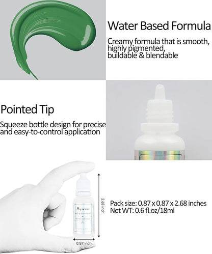 Mysense Green Face Body Paint,St Patricks Day Face Paint,Water Based Washable Cream Body Paint for Adults and Children Halloween SFX Cosplay Witch Gamora Hulk Costume Makeup,0.6oz