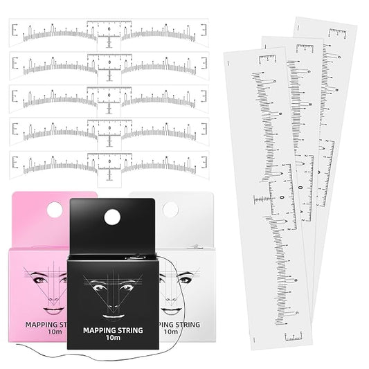 Pre-Inked Brow Mapping String for Microblading Eyebrow Marker Thread Disposable Brow Ruler Stencils Eyebrow Mapping Supplies Measuring Tool for Eyebrow Tattoo