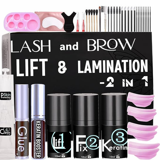 Lash Lift Brow Lamination 2 in 1, Rapid Eyelash and Eyebrow Lifting Kit, DIY Perming Lashes at Home Or Salon Usage Be Eye Voluminous for 6 Weeks about 15 Applications (10ml Lash&Brow Lift Airless