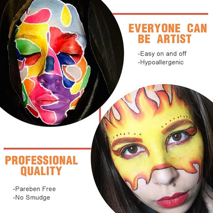 Bowitzki 30g Professional Face Paint Body Paint Water Based Face painting Makeup Safe for Kids and Adults Split Cake Single Color (White+Orange)