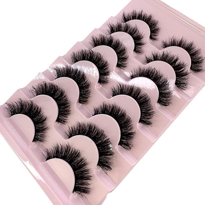 HBZGTLAD New 7 Pairs False Eyelashes Wispy Lashes Natural Look Fake Eyelashes Cat Eye Lashes Faux Mink Fluffy Strip False Lashes Pack (GT-7)