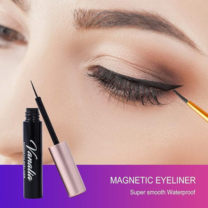 Magnetic Eyelashes with Eyeliner,Magnetic Eyelashes and Lashes Kit,3D 5D False Lashes, 5 Pairs with Tweezers, Easy to Wear-No Glue Needed