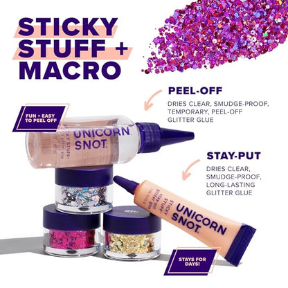 Unicorn Snot Macro Glitter - Face & Body - Cosmetic Grade Large-Particle Loose Glitter - Perfect Make-up for Festivals, Raves - Safe for Face, Easy Application & Removal - Pink (Zinnia)