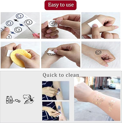 Face Makeup Patche, Freckle Face Stickers, Glitter Freckles Face Tattoo, Easy to Stick, Waterproof Long Lasting Party Makeup Stickers for Women - 6 Stickers Set (Gold)