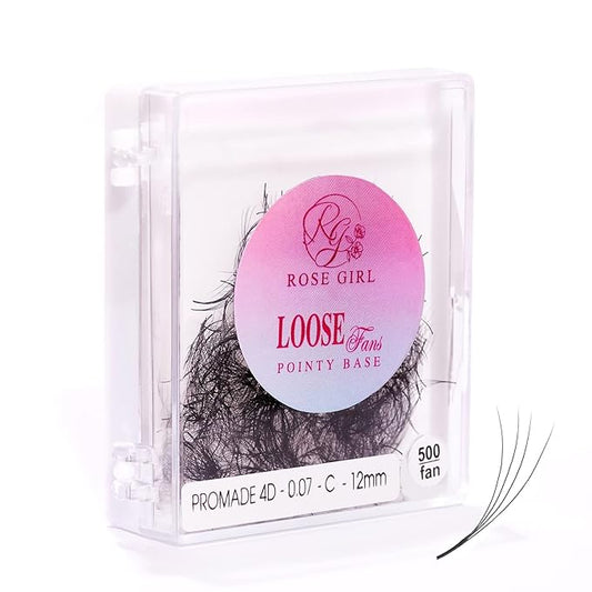 Loose Promade Fans - Natural Look Handmade Volume Eyelashes From 3D To 16D - C CC D DD Curl - False Lashes Extensions - Thickness 0.03~0.1 mm - 8~20 mm Length(4D-0.07-CC (14mm))