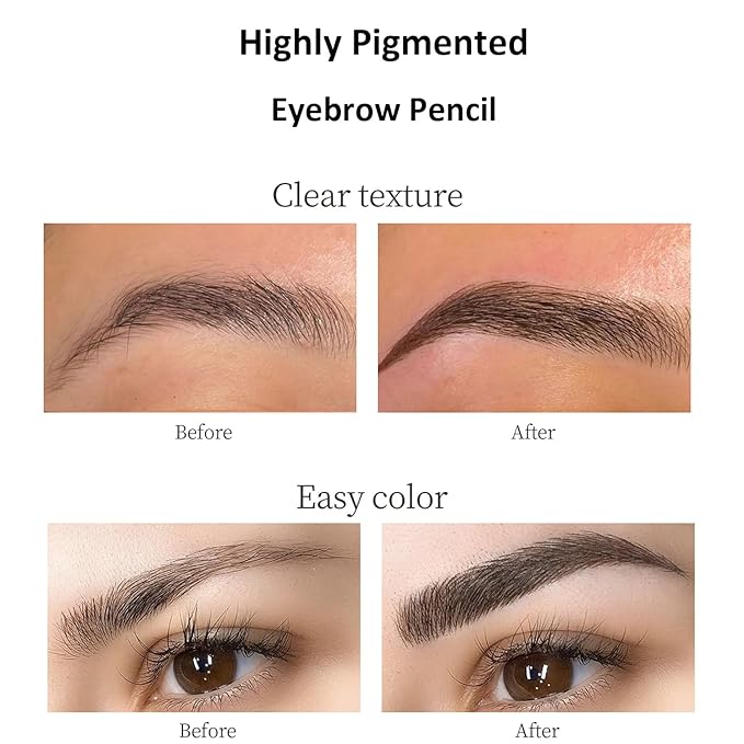 Eyebrow Pencil, Microblading Eyebrow with 4-Fork Tip Magic Brow Tattoo Pencil for Women, Waterproof, Long Lasting Eyebrow Makeup (Grey)