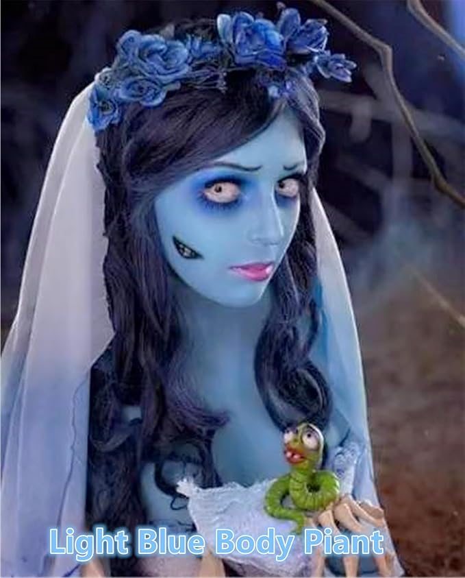 Go Ho Light Blue Face Paint Stick,Water Based Pale Blue Body Paint Washable,Smooth Face Paint Kit,Halloween Cosplay SFX Corpse Bride Sally Makeup