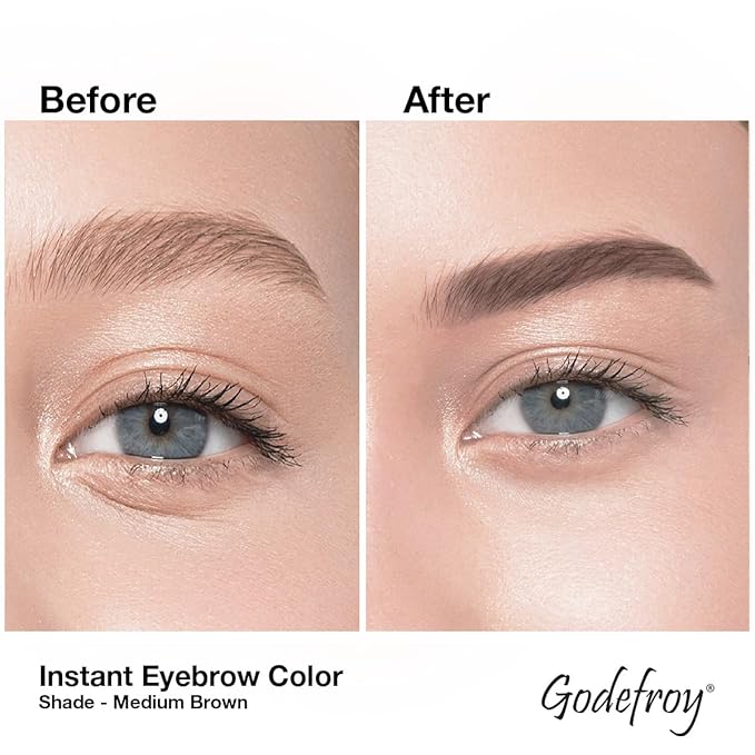 Godefroy Instant Eyebrow Color, Medium Brown, 0.18 ounces, 12-weeks of long lasting, 3-applications per kit, 3 Count (Pack of 1)