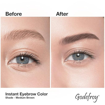 Godefroy Instant Eyebrow Color, Medium Brown, 0.18 ounces, 12-weeks of long lasting, 3-applications per kit, 3 Count (Pack of 1)