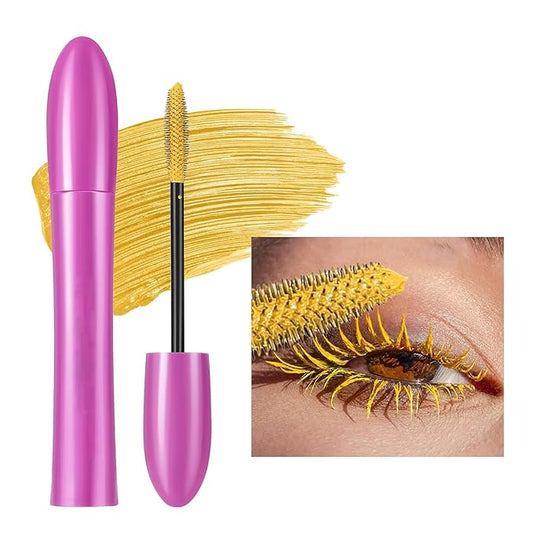 Colored Mascara, Waterproof Volume Lengthening Lashs Cream, 24 H Long Lasting No Flaking Smudge-Proof No Clumping for Making Color Thicker Curled Eyelash (04# Yellow, 0.18 OZ)