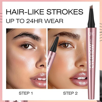 QIC 3D Waterproof Microblading Eyebrow Tattoo Pencil 4 Fork Tip,Microblading Eyebrow Pen Magic Eyebrow Pencil Microblade Eyebrow Pencil with Micro-Fork Tip (Dark Brown)