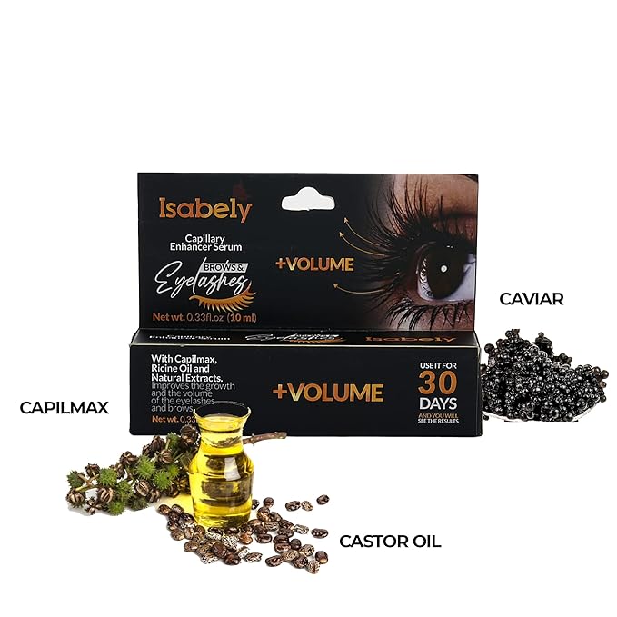 Eyebrow and Eyelash Serum - With Castor Oil, Capilmax, Caviar and Natural Extracts – Eyelash Growth Serum - Eyebrow Growth Serum - For More Volume and Thickness - 10ML