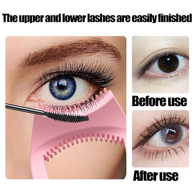 SHANPIN Silicone Winged Eyeliner Stencil Makeup, Mermaid Mascara Guard Upper Lower Eye Eyeliner Tape Lash Mascara Guard Applicator Eyelash Comb Cosmetic Tool, Reusable Makeup Eyelash Tool, Detachable