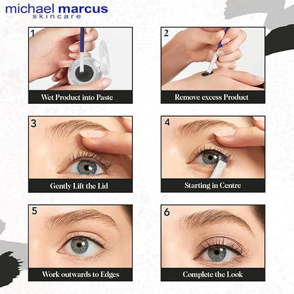 michael marcus Makeup Cake Eye Liner (Kohl) - Water Activated Dry Pressed, Long-Lasting, Vibrant Color & Smudge Resistant Eyeliner - Cruelty & Paraben Free - For Beginner & Pro Makeup Artist