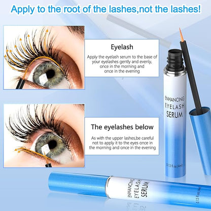 Lash Serum, Rapid Eyelash Growth Serum, Eyelash Serum for Eyelash Growth Thickness, Stronger, Healthier Lashes & Brows, Longer, Fuller, and Thicker Lashes, Vegan & Cruelty-Free (Light Blue 4ML)