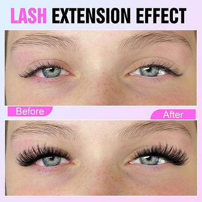 Pawotence Lash Clusters 280pcs Individual Lashes Cluster Eyelash Extensions 50D 9-16mm Mix Eyelash Clusters Lash Extension for Self Application at Home (50D, 0.07D, 9-16mm)