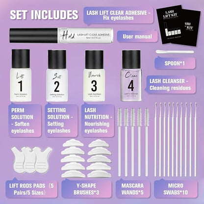 Lash Lift Kit Eyelash Perm Kit Eyelash Lift Kit Easy for Beginner and Professional Lash Perm Kit Achieve Salon-Quality Lashes Lift with Effective Result 5 * 5 ml