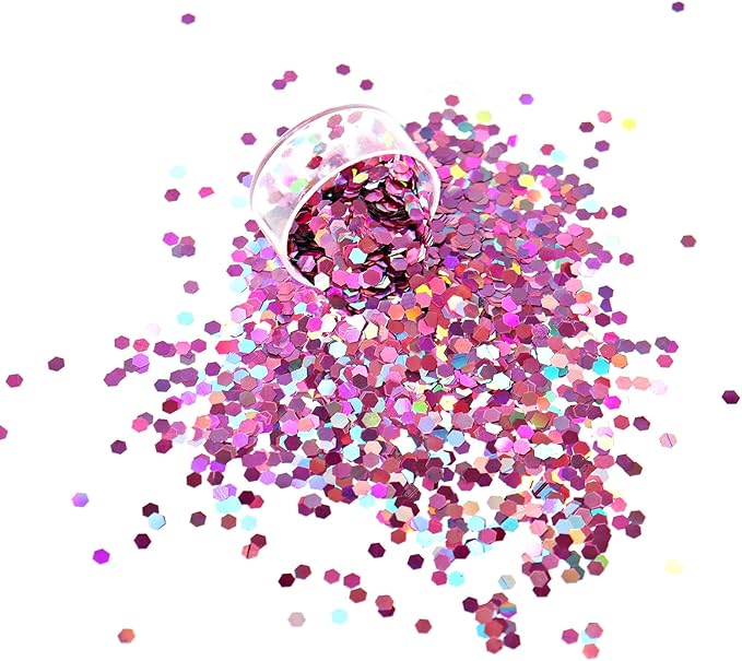 12 Assorted Colors 3mm Holographic Extra Chunky Hexagon Glitter for Craft, Epoxy Resin,Extra Chunky Laser Sequin Glitter for Body and Nail Art