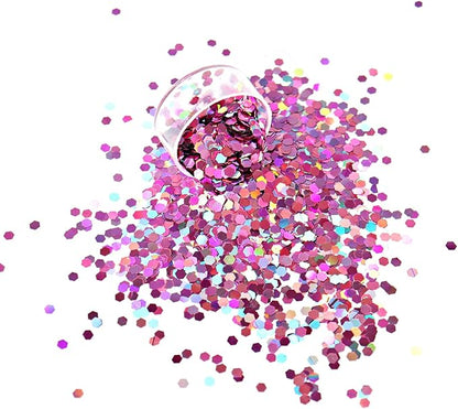 12 Assorted Colors 3mm Holographic Extra Chunky Hexagon Glitter for Craft, Epoxy Resin,Extra Chunky Laser Sequin Glitter for Body and Nail Art