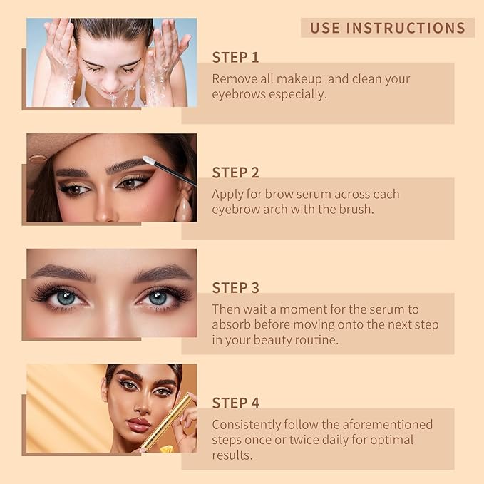 Eyebrow Serum,W3W Eyebrow Enhancer for Boost Lash Growth Serum, Advanced Formula for Longer, Fuller, and Thicker Lashes Eyebrow, 4 ML (Golden)