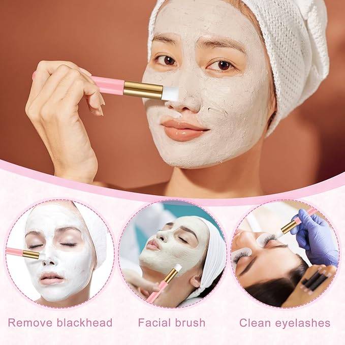 52PCS Lash Shampoo Bottles Brushes Set, 10pcs Foam Pump Dispenser, Lash Cleaning Brush, Eyelash Extension Tube Brush, Instructions Cards, Lash bags, 2pcs Eyelash Stickers for Business Clients (pink)