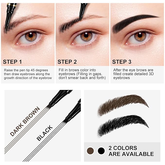 Boobeen 3 in 1 Eye Makeup Set with Liquid Eyeliner Pen, Microblading Eyebrow Pencil and Volume Mascara for Eyelashes, Quick-dry Waterproof Formula, Long Lasting Smudge-proof All Day Natural Eye Look