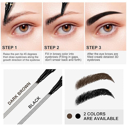 Boobeen 3 in 1 Eye Makeup Set with Liquid Eyeliner Pen, Microblading Eyebrow Pencil and Volume Mascara for Eyelashes, Quick-dry Waterproof Formula, Long Lasting Smudge-proof All Day Natural Eye Look