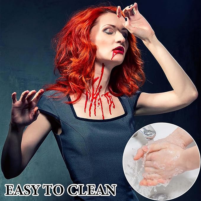 2 Pcs Fake Blood Spray,2.46 oz Fake Blood Makeup,Halloween Liquid Fake Blood Washable Splatter Sfx Makeup Kit,Suitable for Clothes Zombie Vampire Halloween Makeup Kit