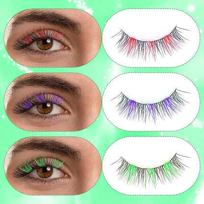 cobee Colored Lash Cluster Extensions, 120Pcs 14mm 16mm D Curl Individual Eyelash Clusters Mixed 6 Rainbow Colors Clusters Lashes for DIY Salon Home