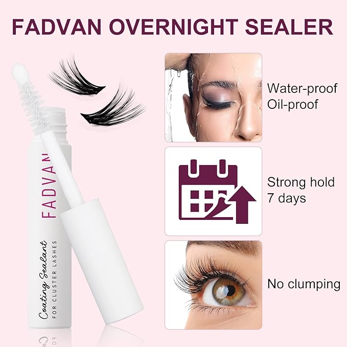 FADVAN Lash Sealant for Eyelash Extensions Overnighter Lash Sealer for DIY Coating Long-Lasting 2 Weeks (5ml, Clear)
