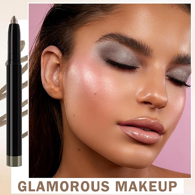 Silver Gray Eyeshadow Stick Eyeliner Pencil Matte Shimmer Cream Eye Shadow Makeup Stick Multi-Use Waterproof Eyeshadow Pen Eye Brightener Stick- 06