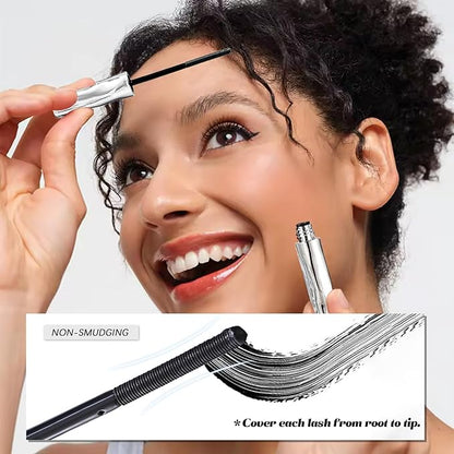 2025 Upgraded Waterproof Metal Wand Mascara，Black Washable Metal Mascara Wand，Steel Tube Mascara Primer，Super Voluming Lash Extensions，Long Lasting Smudge-Proof No Flaking-1pc