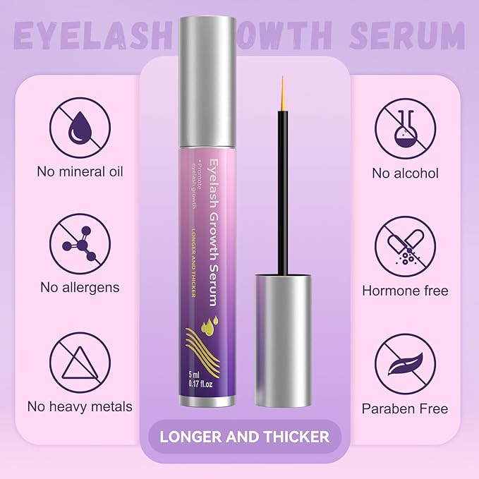 Eyelash Enhance Serum - Eyelash Enhancers & Primers - Purple - Promotes Natural Lash Growth for Longer, Fuller Lashes