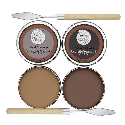 Halloween zombies, horror makeup, scar wax, and Halloween makeup parties.Wax for Halloween wound effects, suitable for people over 8 years old, 2 pieces (dark and light colors)