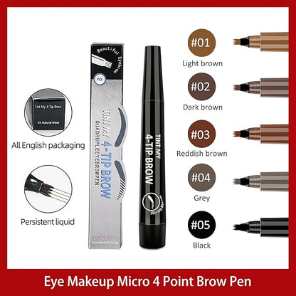 2024 New Magic Eyebrow Pencil, 3D Waterproof Microblading Eyebrow Pencil Contouring Pen, 4-point Brow Lifter, Natural Fine Stroke Microblading Eyebrow Pencil(Light Brown)