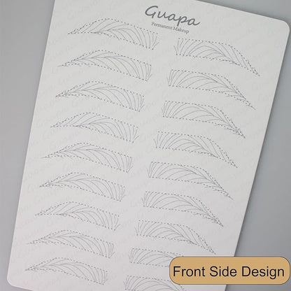 3 pcs White Microblading Hairstroke Practice Skin Hair strokes Pattern Pre-printed Silicone Practice Pad Permanent Makeup Eyebrow Tattoo Latex (9 Pairs Hairstroke Outlines)