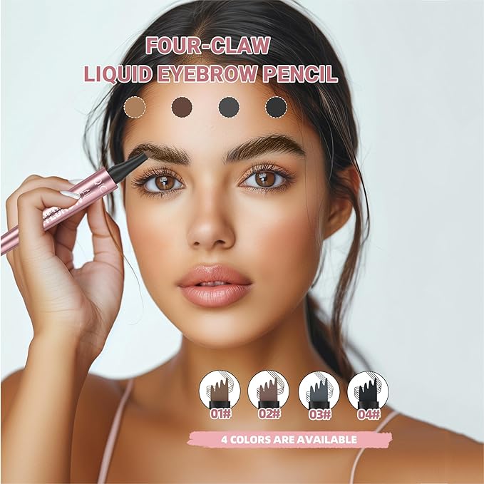 3D Waterproof Microblading Eyebrow Pen,Micro 4 Point Eyebrow Pencil for Women Brown, Long-lasting Natural Smudge-proof Precision Magical Microblade Brow pen (2# Dark Browm)