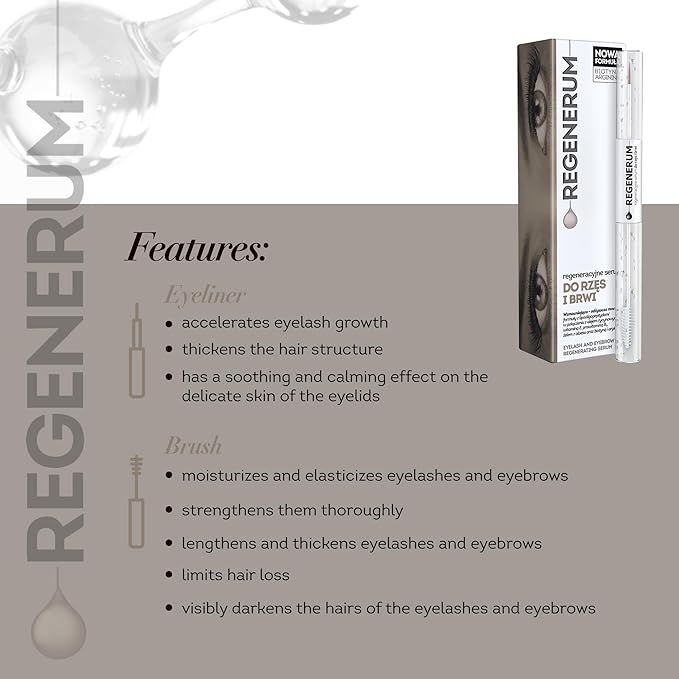 Eyelash and Eyebrow Regenerating Serum - Intensive Care for Brittle Eyebrows and Eyelashes with Dual Formula for Nourishment - 11g