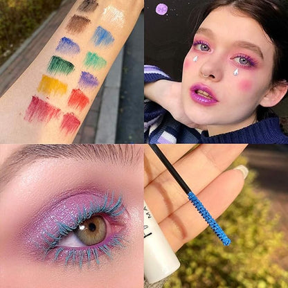 GL-Turelifes Yellow Mascara Colorful Fiber Charming Longlasting Mascara, Thick & Long Eyelash Waterproof and Smudge-proof Eyes Makeup (Yellow)