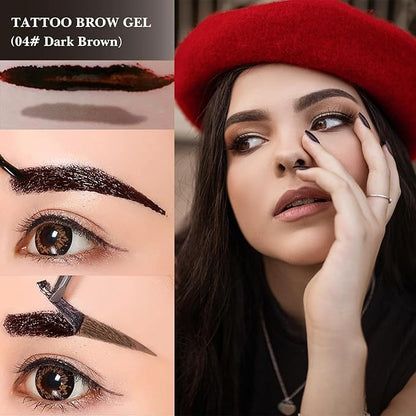 2 Pcs Peel Off Tattoo Eyebrow Gel Set, Natural Color Eye Brow Gel Long-Lasting Waterproof Eyebrow Tattoo, Easy Peel Off Eye Brow Makeup -Up To 3 Days (Dark Brown)