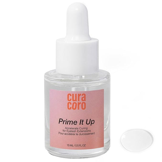 Curacoro Eyelash Extension Primer 15 ML - Increase Adhesive Bonding Power | Easily Removes Proteins and Oils/Oil Free/Longer Extension Retention (Prime It Up)